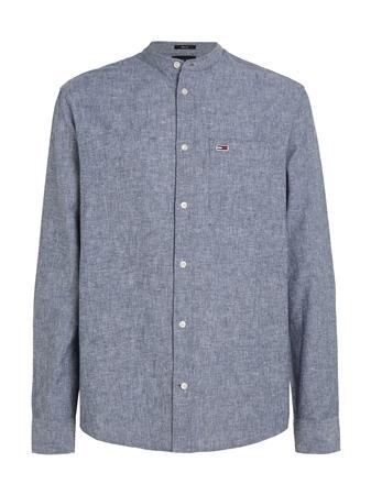Tommy Jeans Regular Mao Linen Shirt - Navy - XS