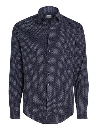 Calvin Klein Stretch Collar Slim Fit Print Shirt - Navy - 38