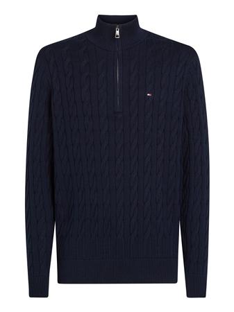 Tommy Hilfiger Classic Cable Knit Half-Zip Jumper - Navy - XL