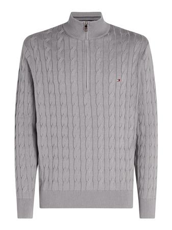Tommy Hilfiger Classic Cable Knit Half-Zip Jumper - Grey - L
