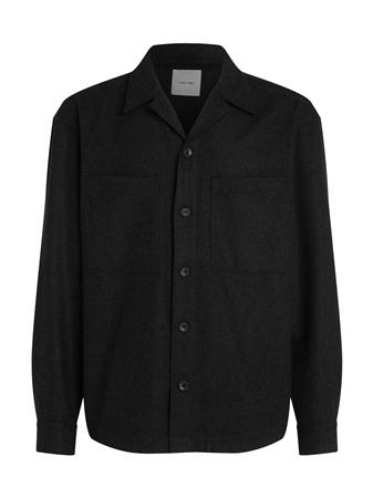 Calvin Klein Relaxed Wool Blend Overshirt - Black - L