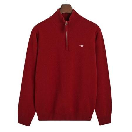 Gant Superfine Lambswool Half Zip Sweater - Red - L
