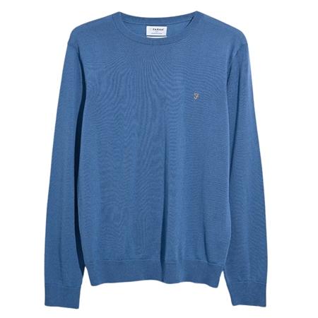 Farah Mullen Merino Crew Neck Sweater - Blue - XL