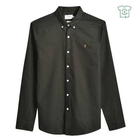 Farah Brewer Slim Fit Organic Cotton Oxford Shirt - DK Green - XL