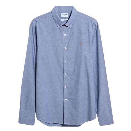 Farah Brewer Slim Fit Organic Cotton Oxford Shirt - Dusk Blue - XL