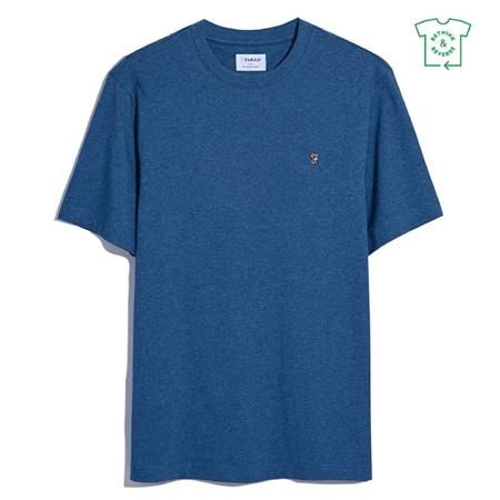 Farah Danny Organic Cotton Regular Fit T-shirt - Blue Marl - XS