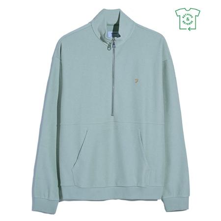Farah Swaton Half Zip Sweatshirt - Green - L