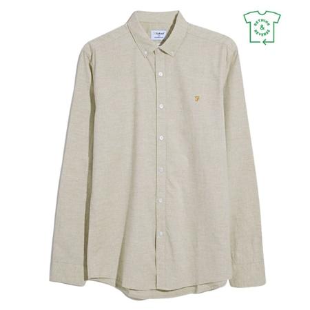 Farah Steen Slim Fit Brushed Organic Cotton Shirt - Beige - XL
