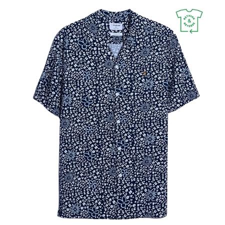 Farah Landon Short Sleeve Print Revere Shirt - Navy - L