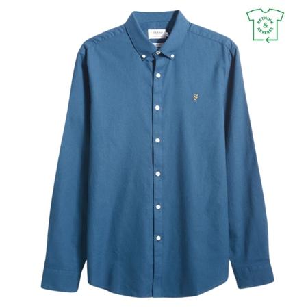 Farah Brewer Slim Fit Organic Cotton Oxford Shirt - Cold Blue - S