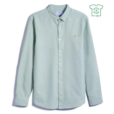 Farah Brewer Slim Fit Organic Cotton Oxford Shirt - Grove Green - XS