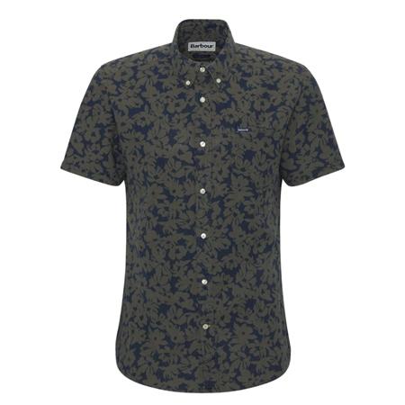 Barbour Sidmouth Printed S/S Tailored Fit Shirt - Navy - L