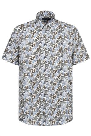Bugatti Casual Leaf Print Short Sleeve Shirt - Beige - M