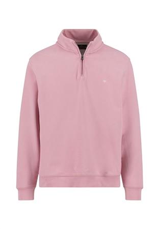 Fynch Hatton Cotton Sweatshirt with Troyer Collar - Pink - M