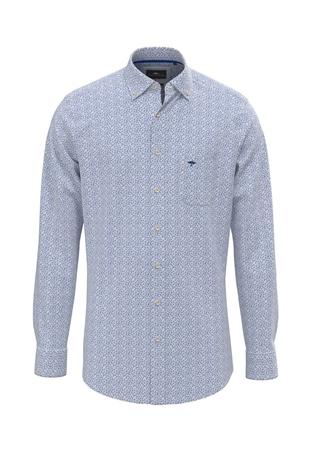 Fynch Hatton Flower Print Mix Shirt  - Blue - XL