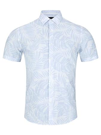 Remus Uomo Parker Leaf Print Shirt - Light Blue - L