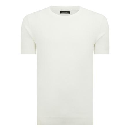 Remus Uomo Slim Fit Wafffle Knitted Crew Neck T-shirt - White - XL