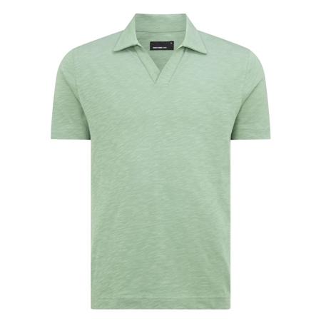 Remus Uomo Open Collar Cotton Polo Shirt - Green - XL