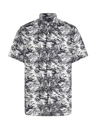 Tommy Hilfiger Tropical Print Pure Linen Shirt - Navy - L