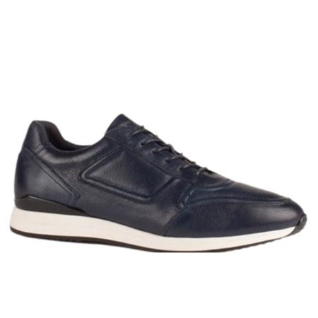 Lloyd & Pryce Caesars Leather Trainers - Navy - 43