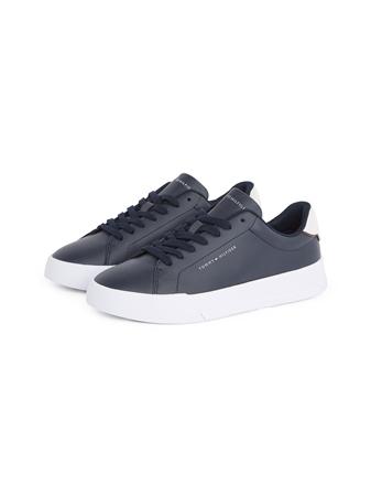 Tommy Hilfiger Contrast Heel Court Trainers  - Navy - 41