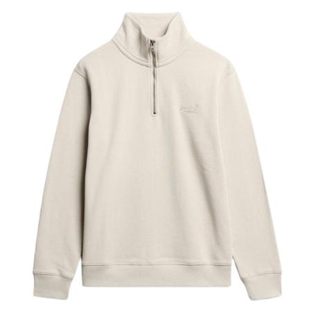 Superdry Essential Logo Henley Half Zip Sweatshirt - Beige - M