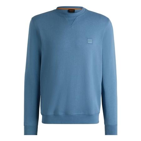 Boss Westart Cotton Terry Crew Sweatshirt - Blue - L