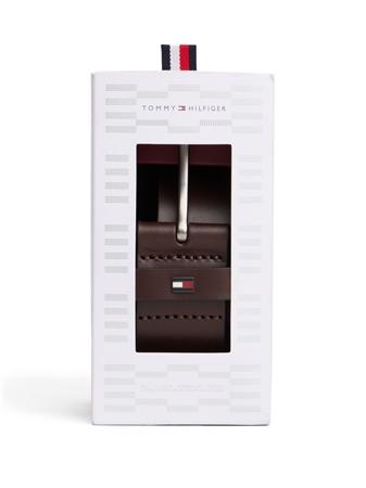 Tommy Hilfiger Denton Flag Logo Leather Belt 4.0 - Brown - 90