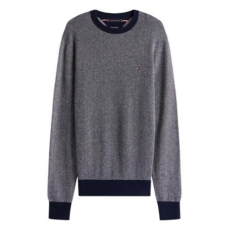 Tommy Hilfiger Herringbone Knit Jumper With Cashmere - Navy - 2XL