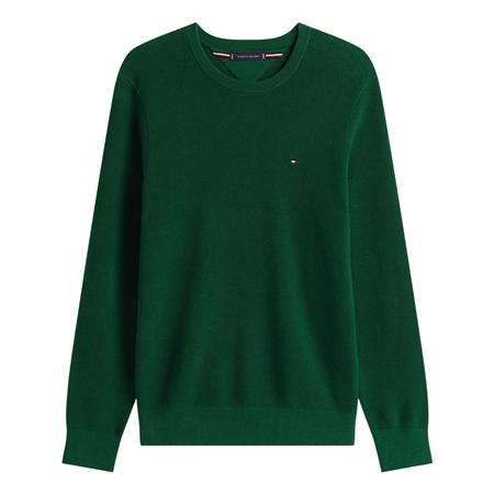 Tommy Hilfiger Flag Embroidery Textured Crew Neck Jumper - Green - XL