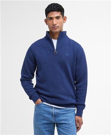 Barbour Essential Lambswool Half Zip Knit Jumper - Blue - L