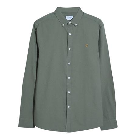 Farah Brewer Organic Cotton Oxford Shirt - Green - XL