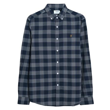 Farah Brewer Organic Check Shirt - Blue - M