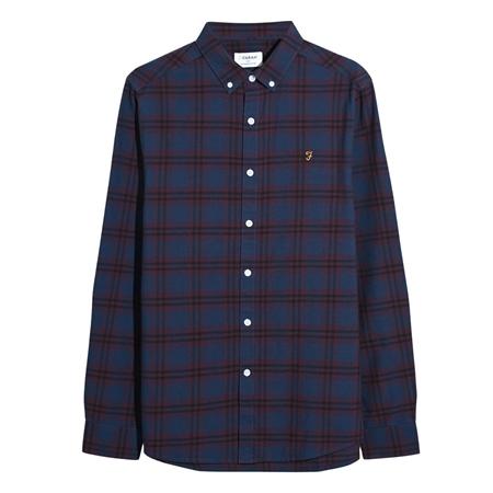 Farah Brewer Organic Check Shirt - Wine - M