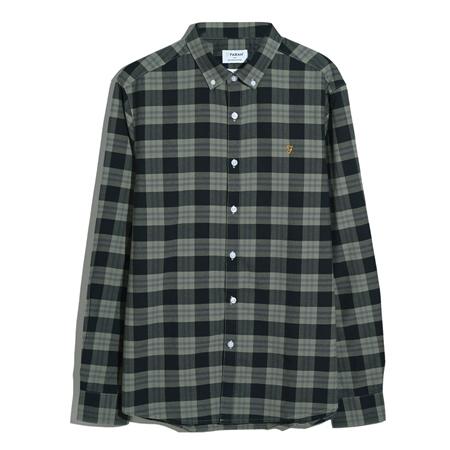Farah Brewer Organic Check Shirt - Green - L