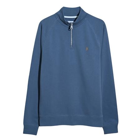 Farah Jim 1/4 Zip Sweatshirt - Chalk Blue - M