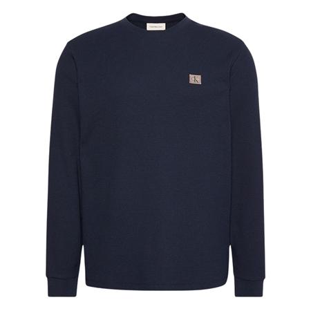 Calvin Klein Jeans Long Sleeve Waffle Badge Crew T-shirt - Navy - L