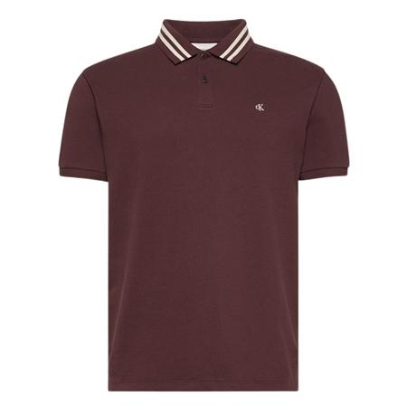 Calvin Klein Jeans Monogram Logo Tipped Classic Polo Shirt - Brown - XL