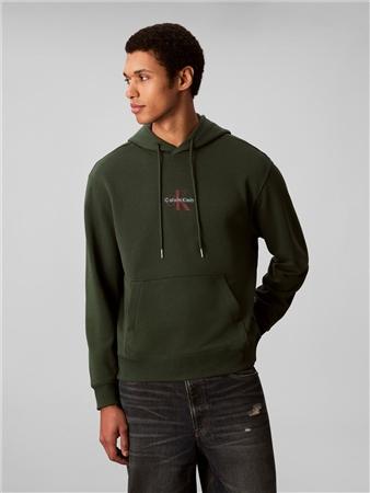 Calvin Klein Jeans Cotton Terry Logo Hoodie - Green - M