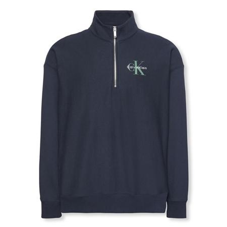 Calvin Klein Jeans Premium Terry Relaxed Quarter Zip Sweatshirt - Navy - M