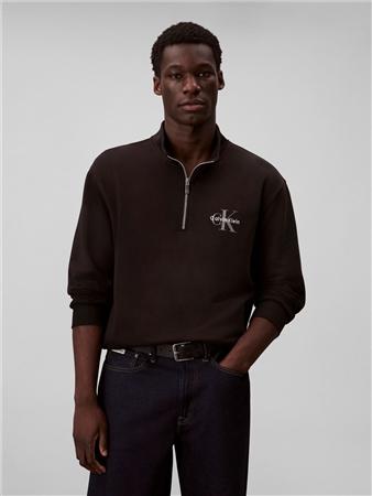 Calvin Klein Jeans Premium Terry Relaxed Quarter Zip Sweatshirt - Black - M