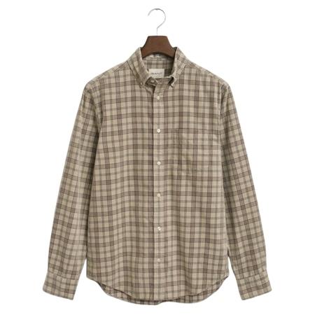 Gant Regular Fit Corduroy Check Shirt - Beige - L