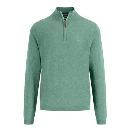 Fynch Hatton Air Cotton 1/4 Zip Knited Sweater - Green - 2XL