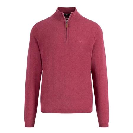 Fynch Hatton Air Cotton 1/4 Zip Knited Sweater - Wine - XL