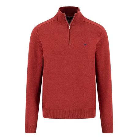 Fynch Hatton Troyer-Zip Supersoft Cotton Jumper - Red - M