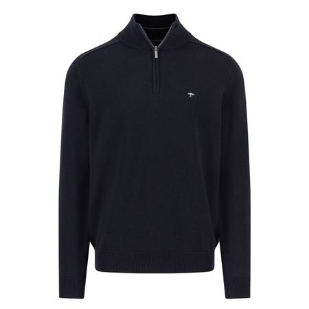 Fynch Hatton Troyer-Zip Supersoft Cotton Jumper - Black - L