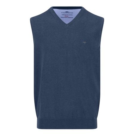 Fynch Hatton V-neck Sleeveless Slipover Superfine Jumper - Blue - M