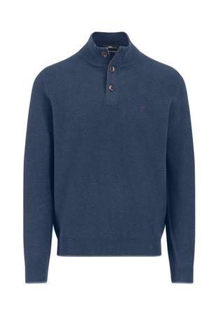 Fynch Hatton Troyer Button Sweater - Blue - 2XL
