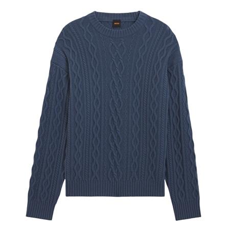 Boss Kableto Crew Neck Sweater - Blue - L