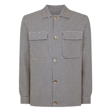 Remus Uomo Regular Fit Chevron Print Shacket - Blue - L